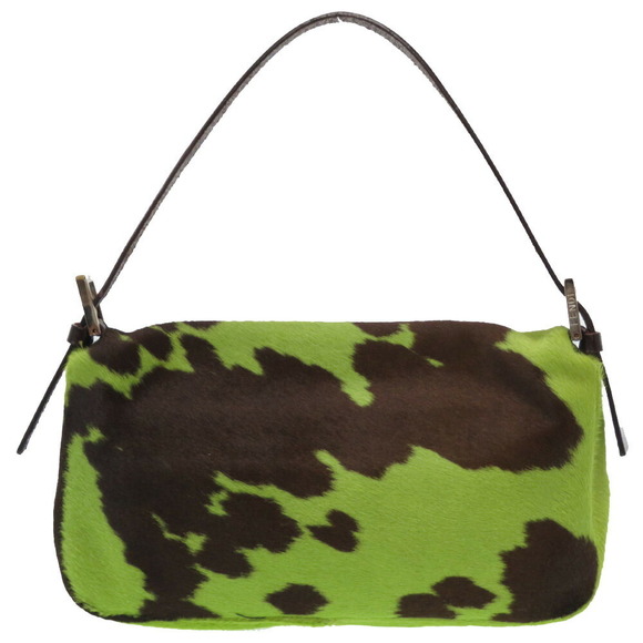 Fendi Handbags - Fendi Brown Green Fur Bucket Bag Mamma Shoulder Haraco